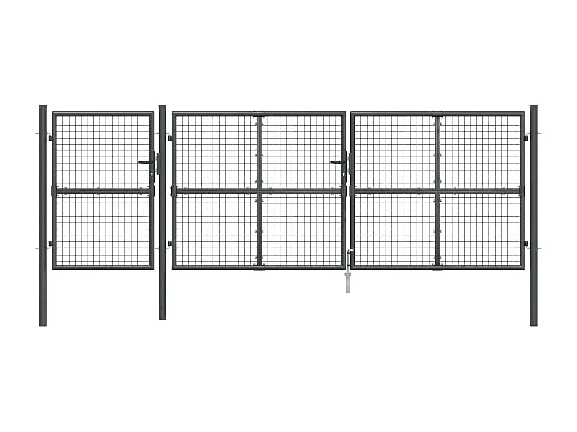Portal de jardin maille anthracite 400x175 cm acier galvanisé