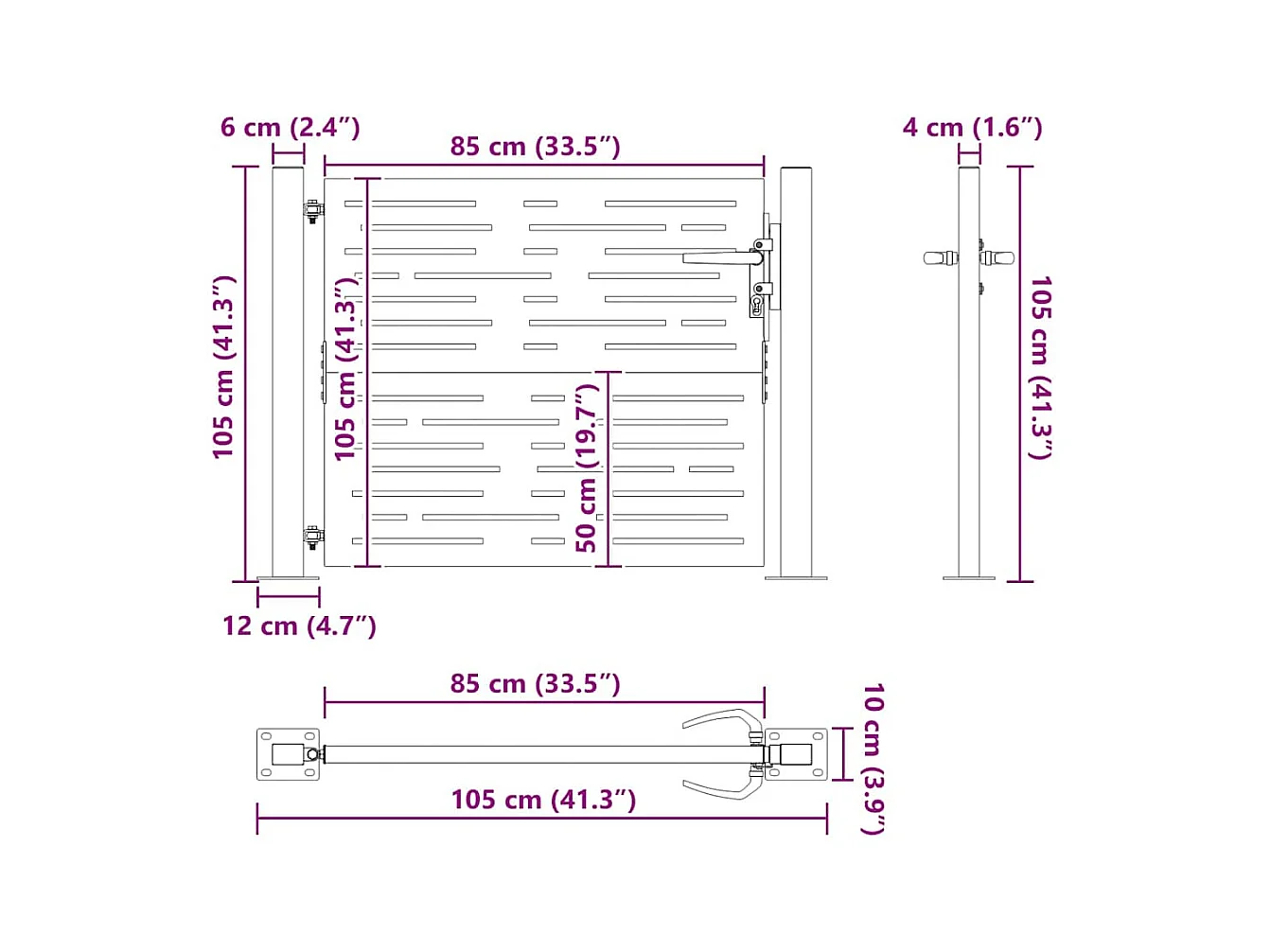 Cancello da giardino, Cancello da giardino 105x75 cm Design quadrato in acciaio Corten
