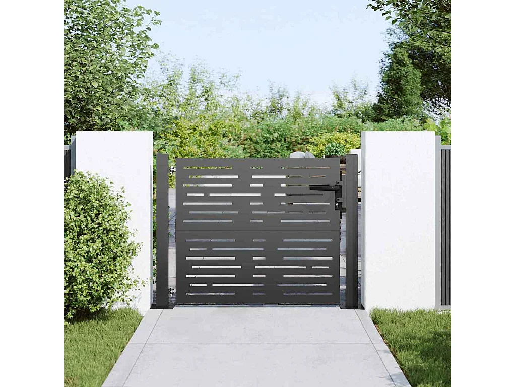 Porte de Jardin, Portail de Jardin 105x75 cm Design Carré en Acier Corten