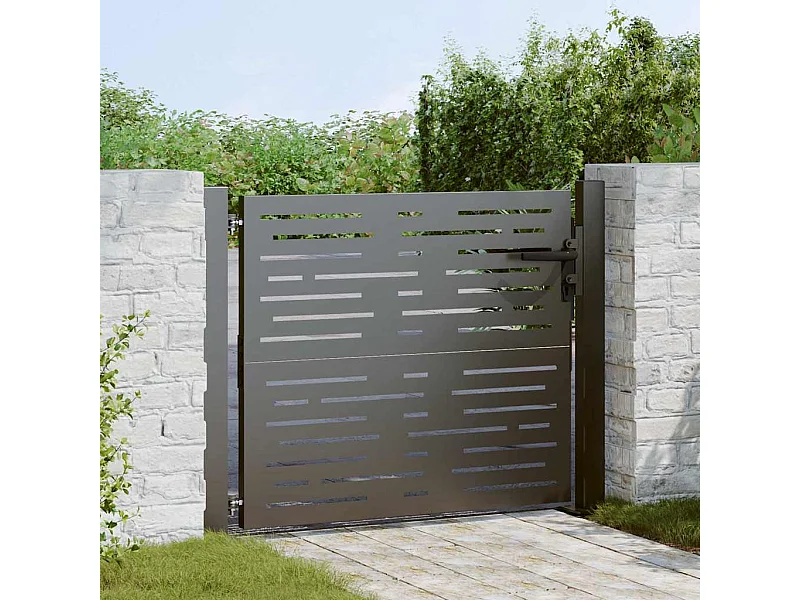 Porte de Jardin, Portail de Jardin 105x75 cm Design Carré en Acier Corten