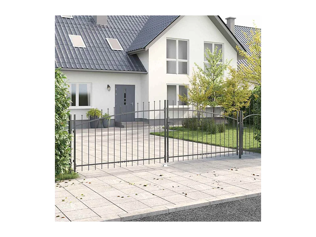 Porte de Jardin avec verrouillage Gris 125 x 400 cm Acier