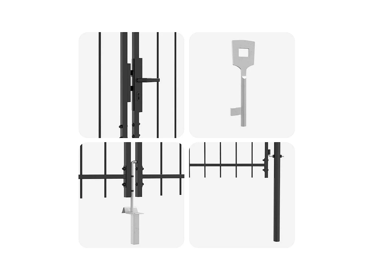 Porte de Jardin avec verrouillage Gris 125 x 400 cm Acier