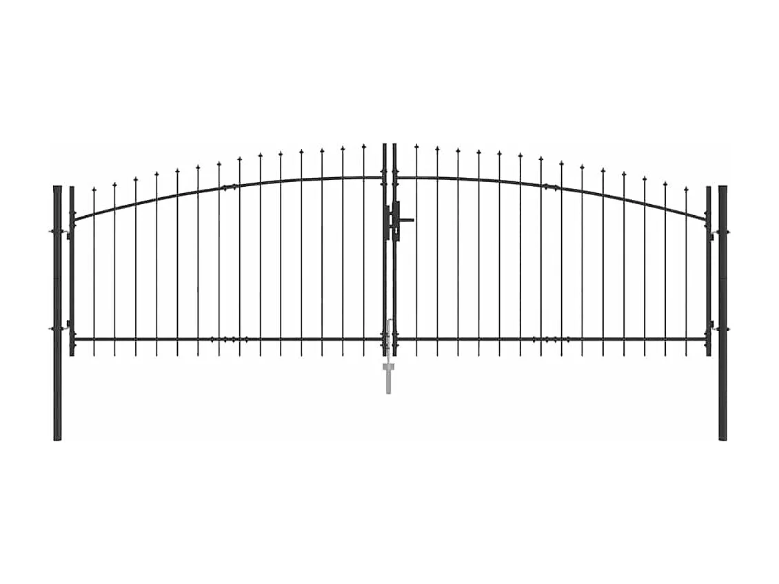 Tuinpoort met slot grijs 125 x 400 cm staal