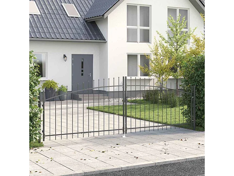 Cancello da giardino con serratura grigio 125 x 400 cm in acciaio