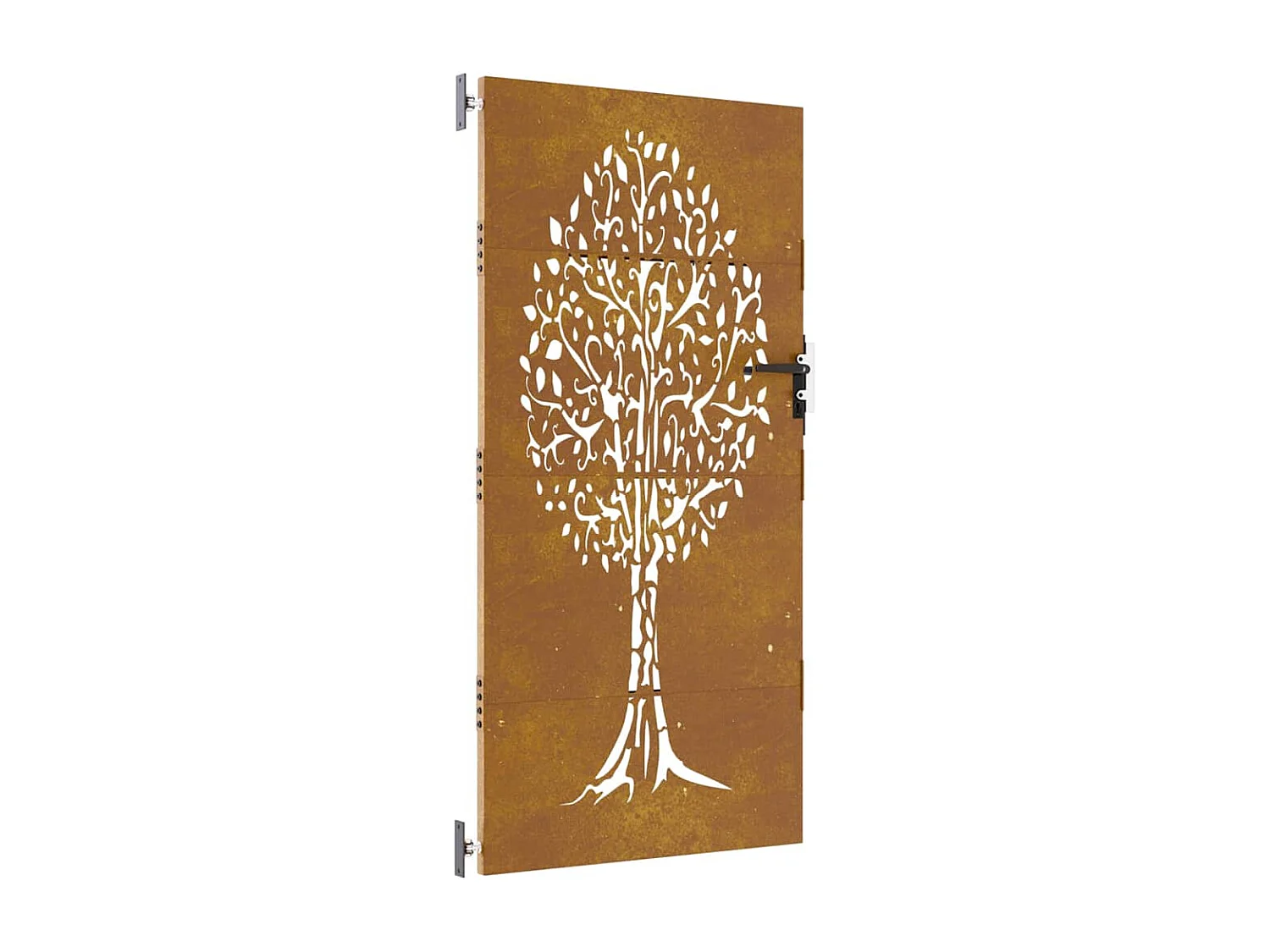 Cancello da giardino 85x200 cm in acciaio corten design albero