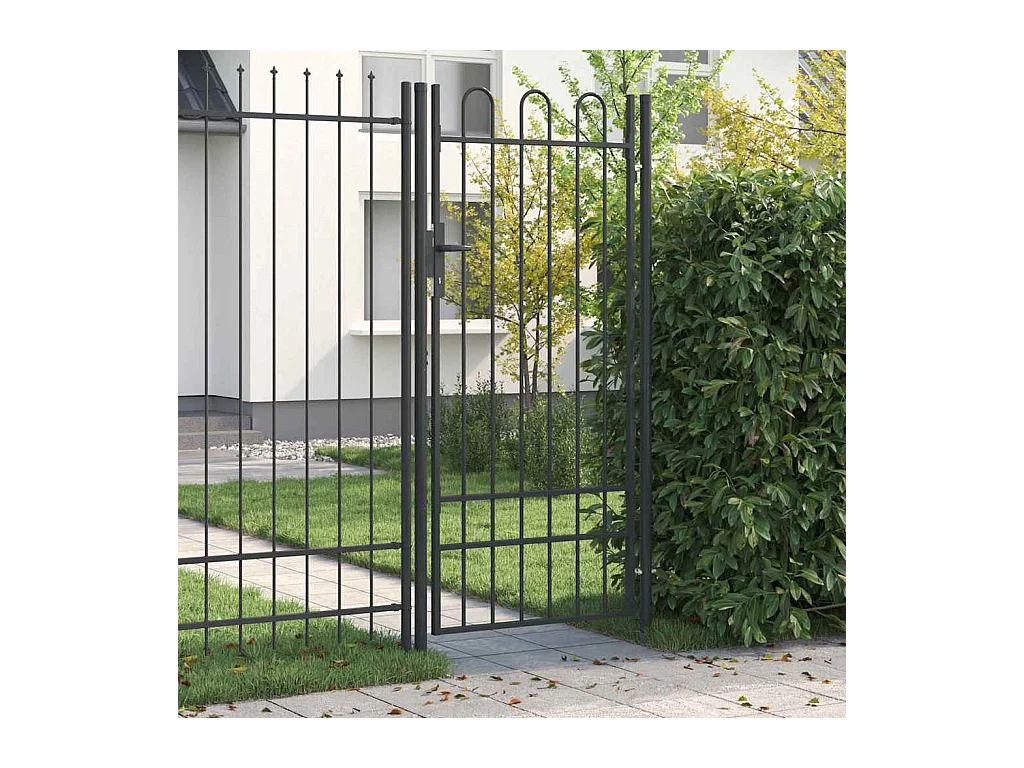 Cancello per recinzione grigio 100 x 200 cm in acciaio verniciato a polvere