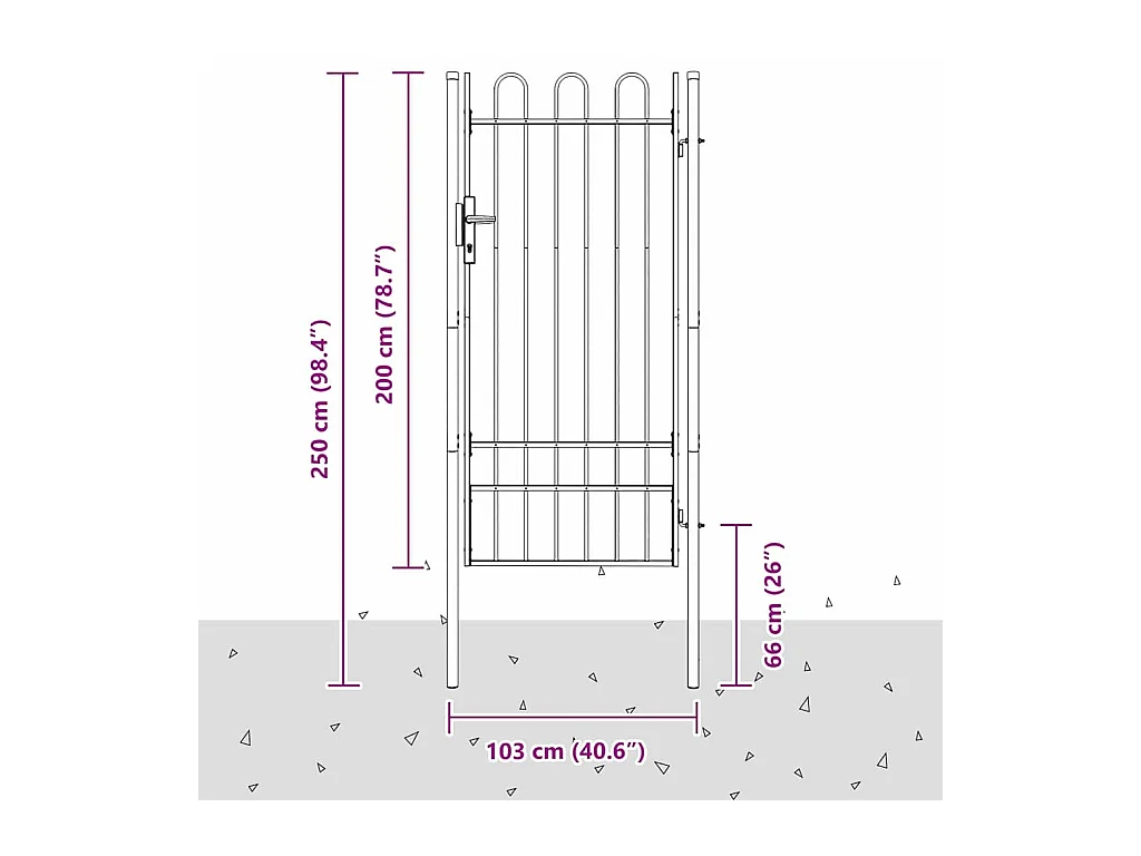 Cancello per recinzione grigio 100 x 200 cm in acciaio verniciato a polvere