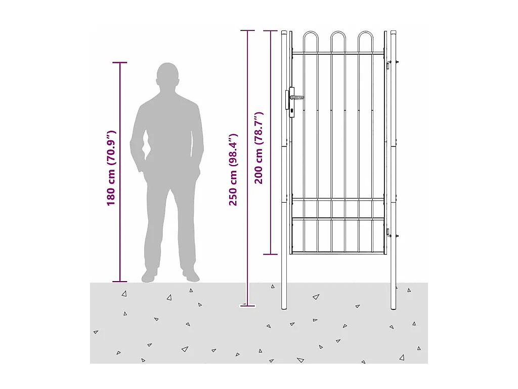Cancello per recinzione grigio 100 x 200 cm in acciaio verniciato a polvere