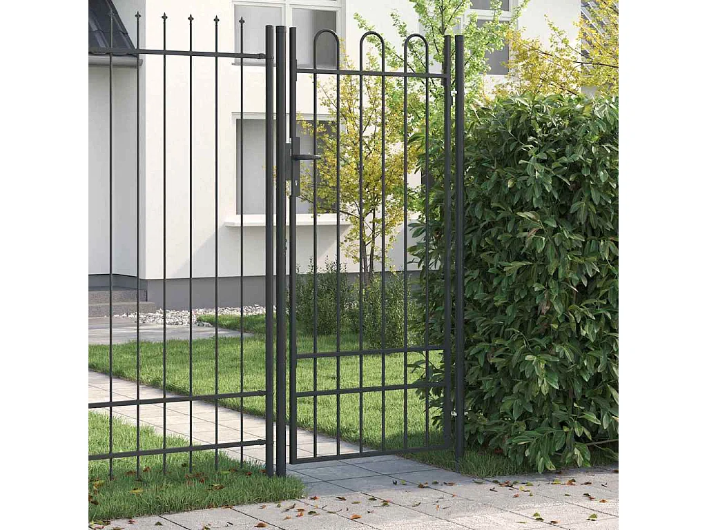 Porte de Clôture Gris 100 x 200 cm Acier revêtu de poudre