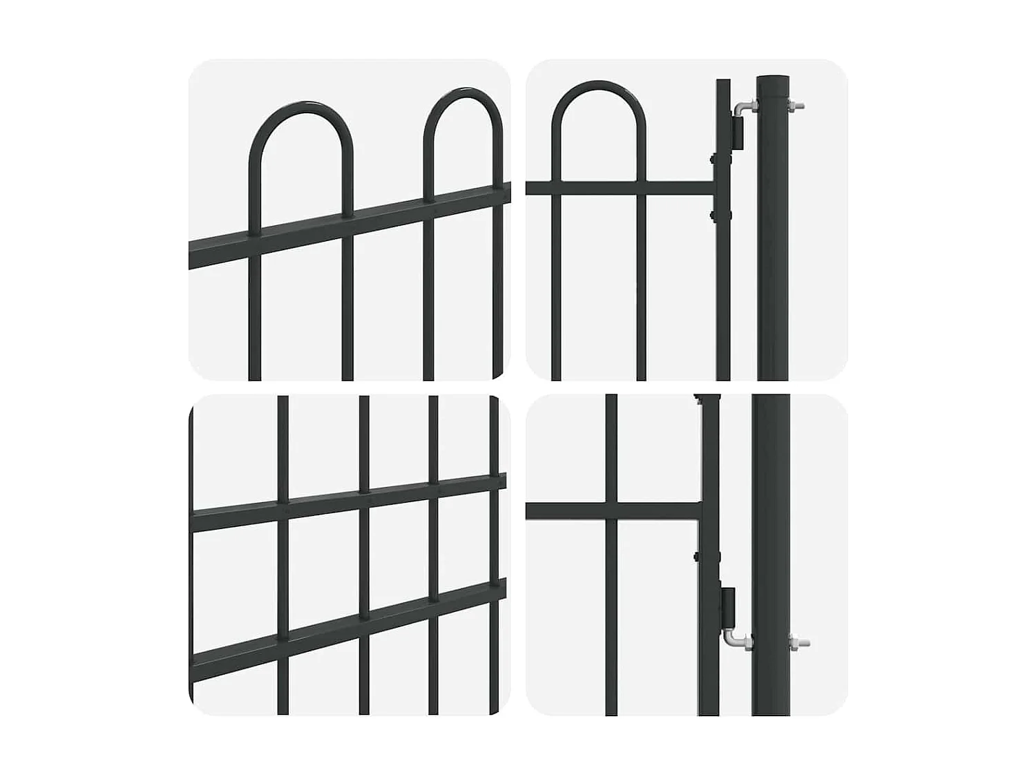 Porte de Clôture Gris 100 x 200 cm Acier revêtu de poudre