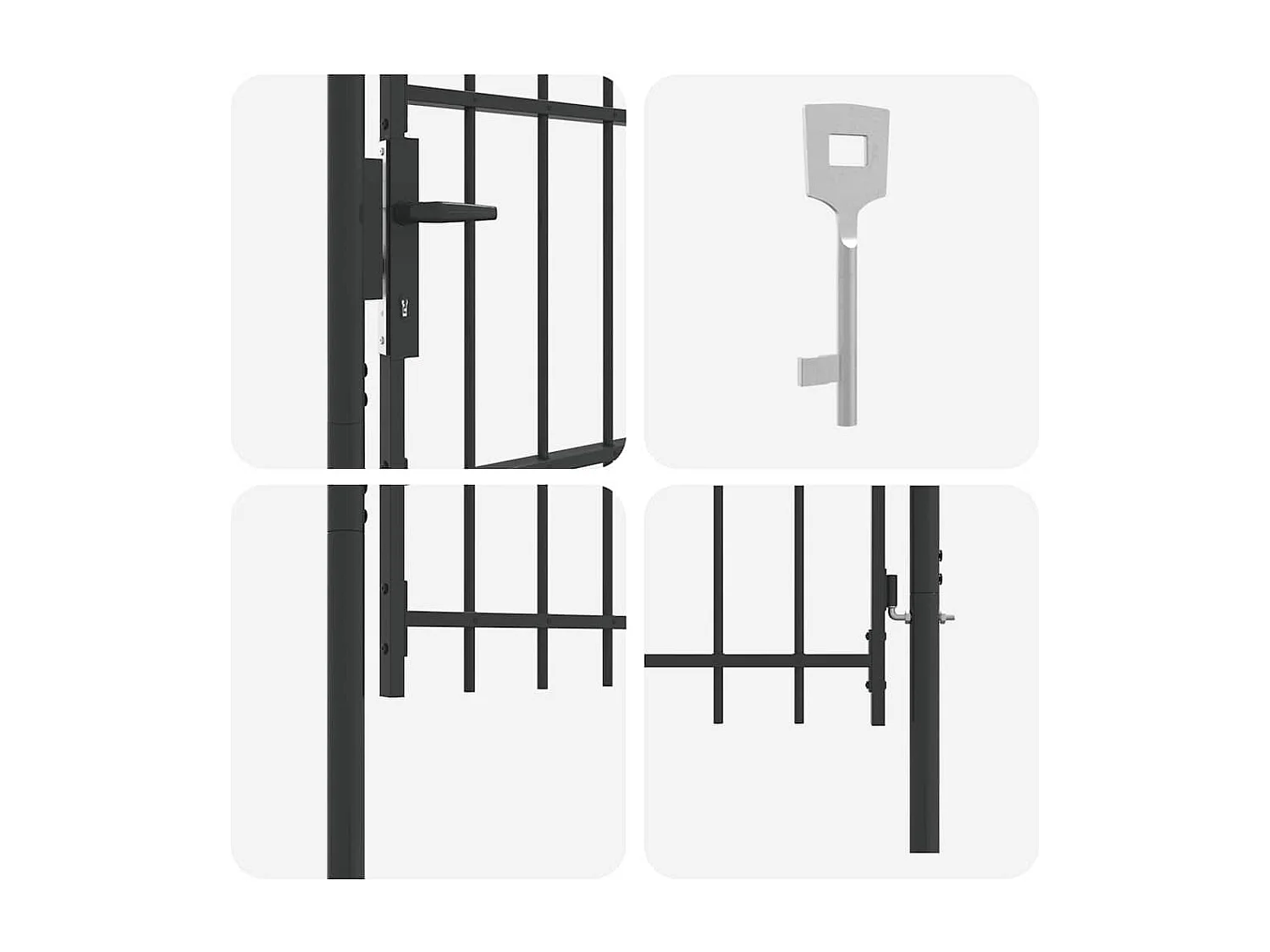 Porte de Clôture Gris 100 x 200 cm Acier revêtu de poudre