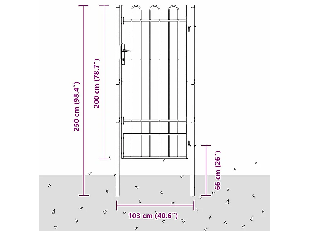 Porte de Clôture Gris 100 x 200 cm Acier revêtu de poudre