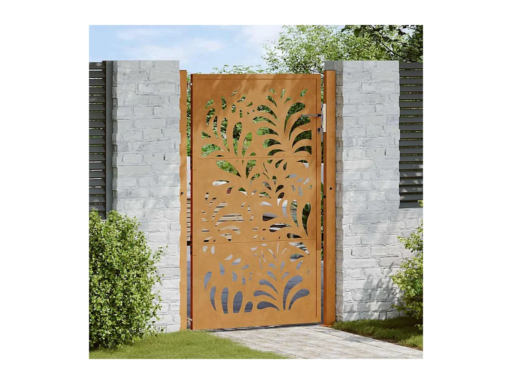 Puerta de jardín de acero resistente a la intemperie con diseño ondulado