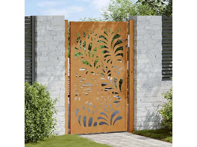 Puerta de jardín de acero resistente a la intemperie con diseño ondulado