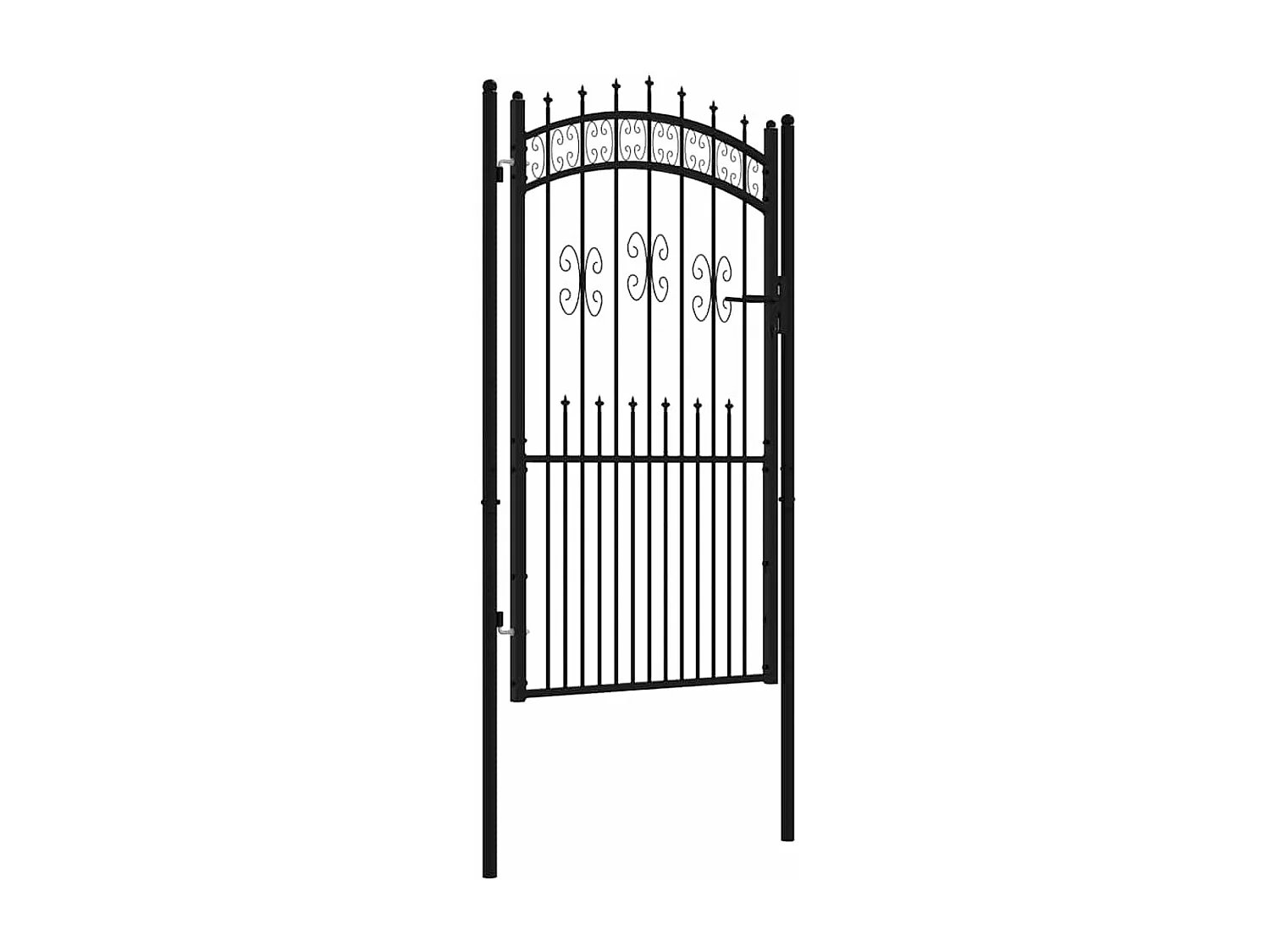 Cancello per recinzione con parte superiore a forma di lancia, nero, 103 x 175 cm, acciaio verniciato a polvere