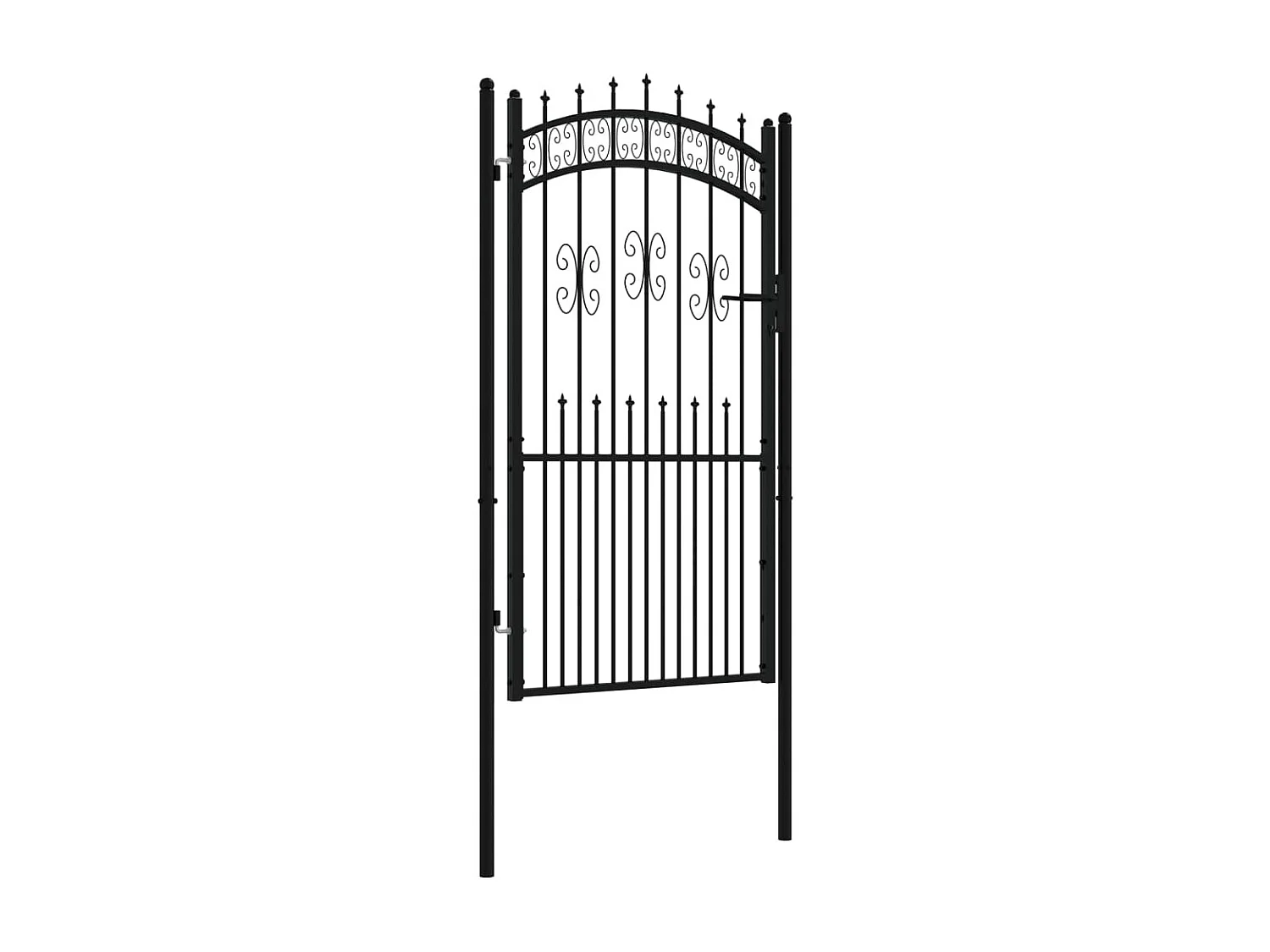 Cancello per recinzione con parte superiore a forma di lancia, nero, 103 x 175 cm, acciaio verniciato a polvere