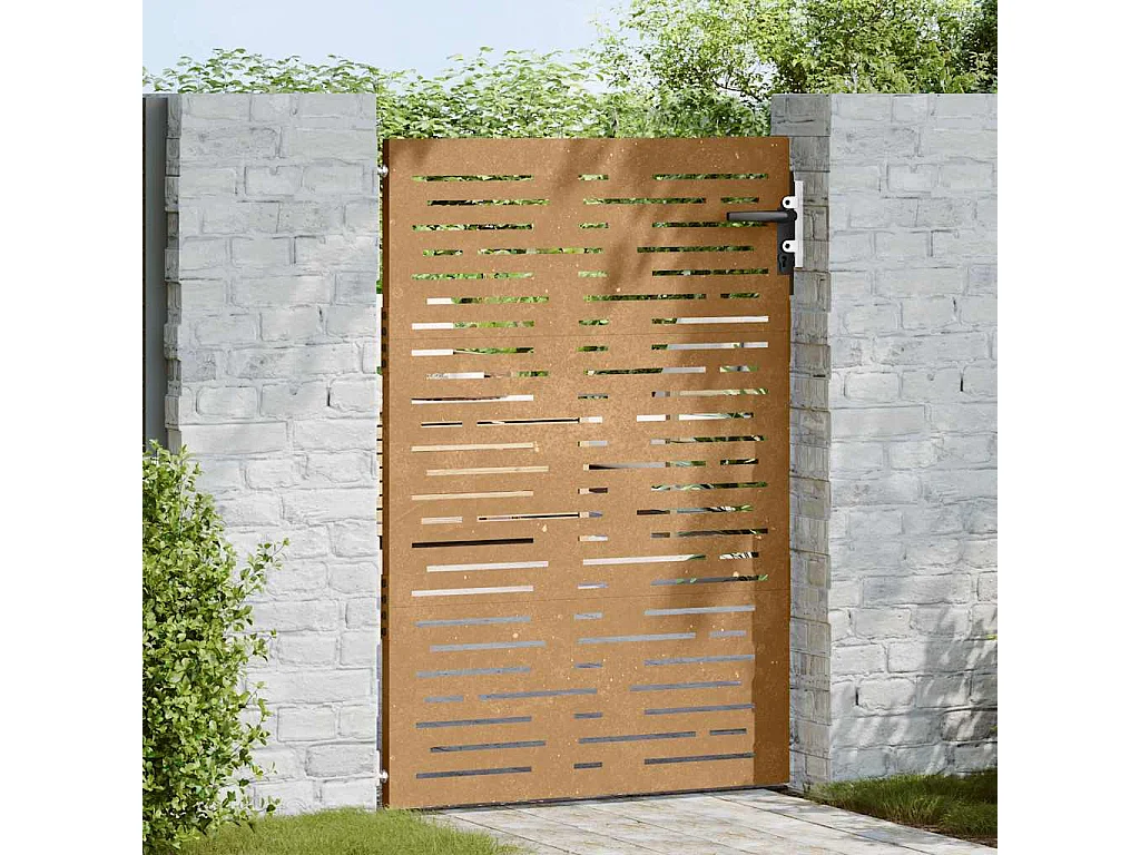 Cancello da giardino 85x125 cm in acciaio corten design quadrato