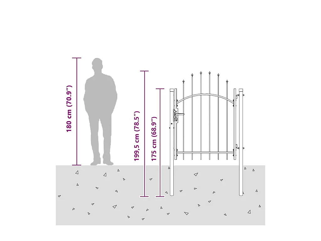 Porte de Jardin avec verrouillage Gris 100 x 150 cm Acier