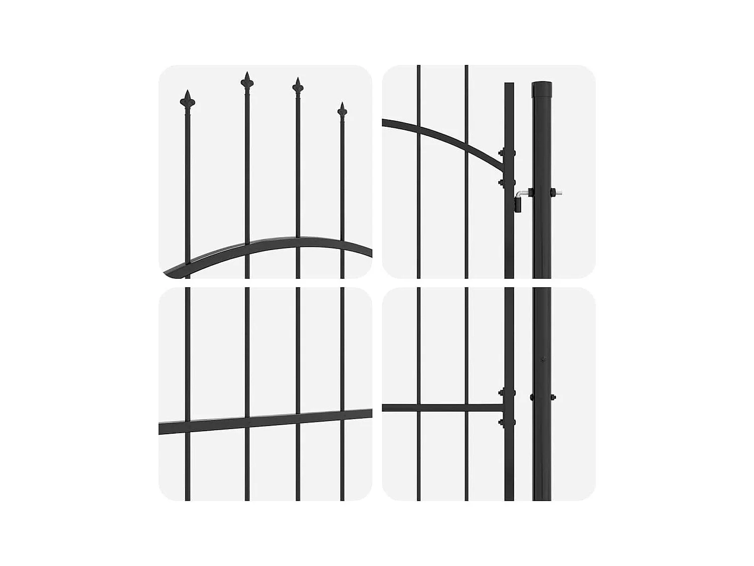 Puerta de jardín con cerradura gris 100 x 150 cm acero