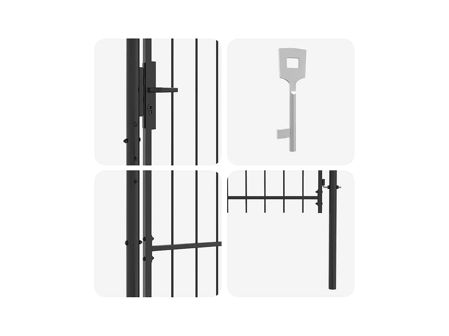 Puerta de jardín con cerradura gris 100 x 150 cm acero