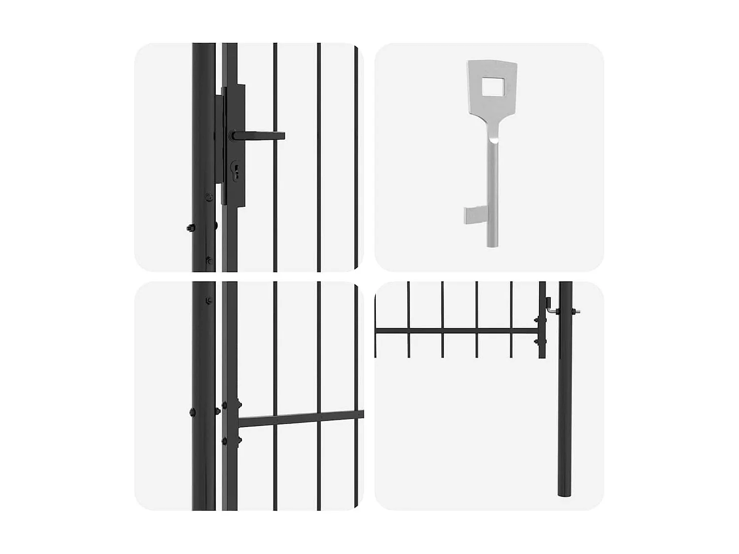 Porte de Jardin avec verrouillage Gris 100 x 150 cm Acier