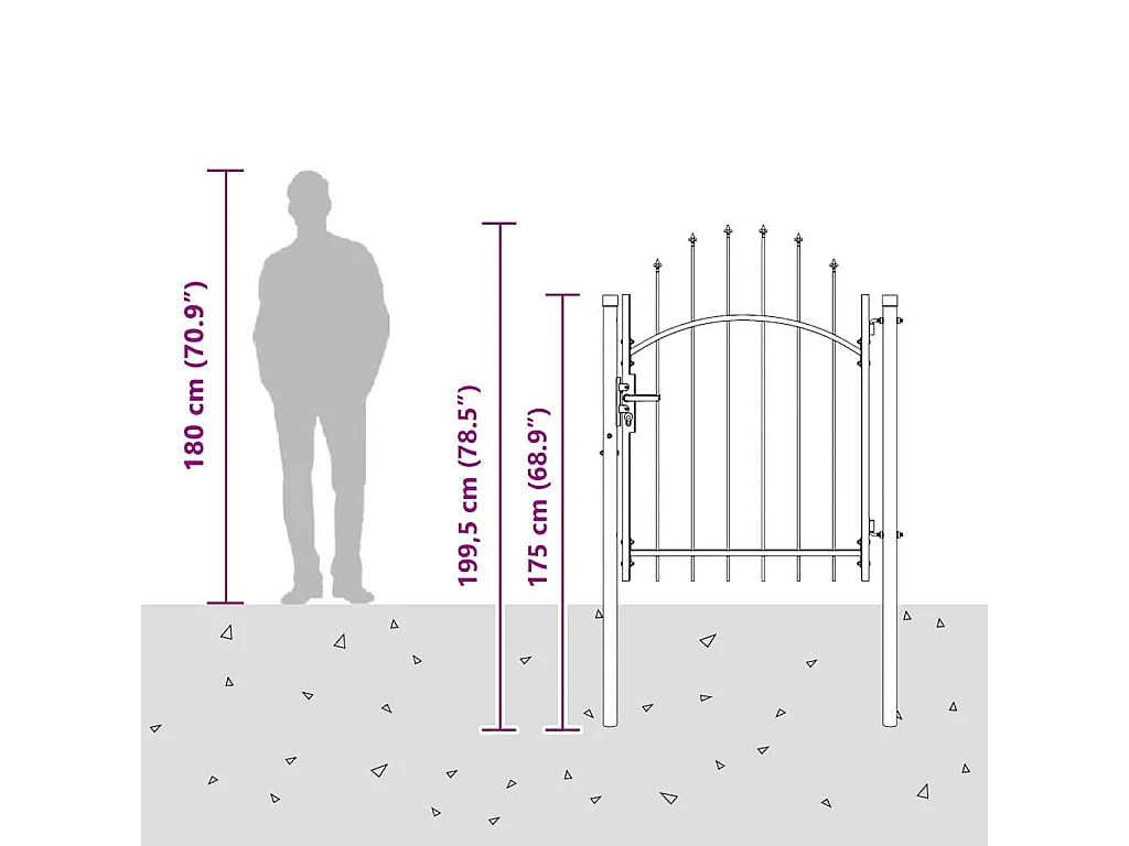 Porte de Jardin avec verrouillage Gris 100 x 150 cm Acier