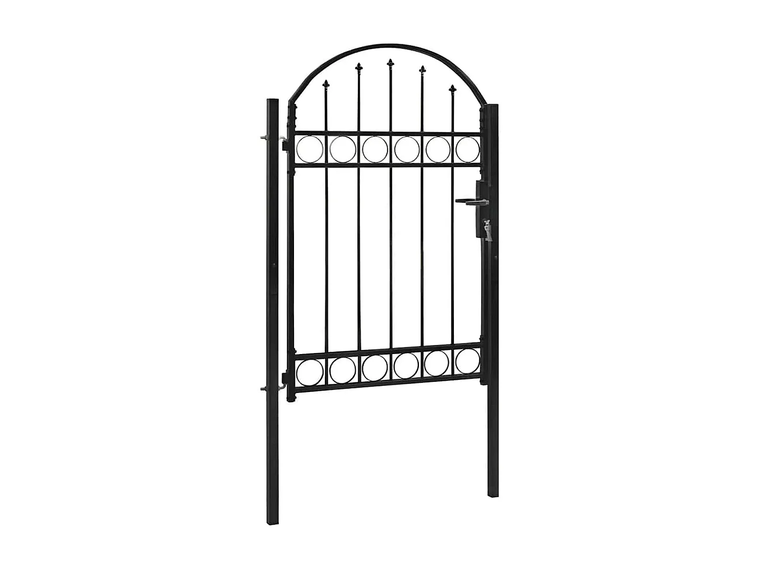 Cancello per recinzione con parte superiore arcuata in acciaio 104 x 150 cm Nero