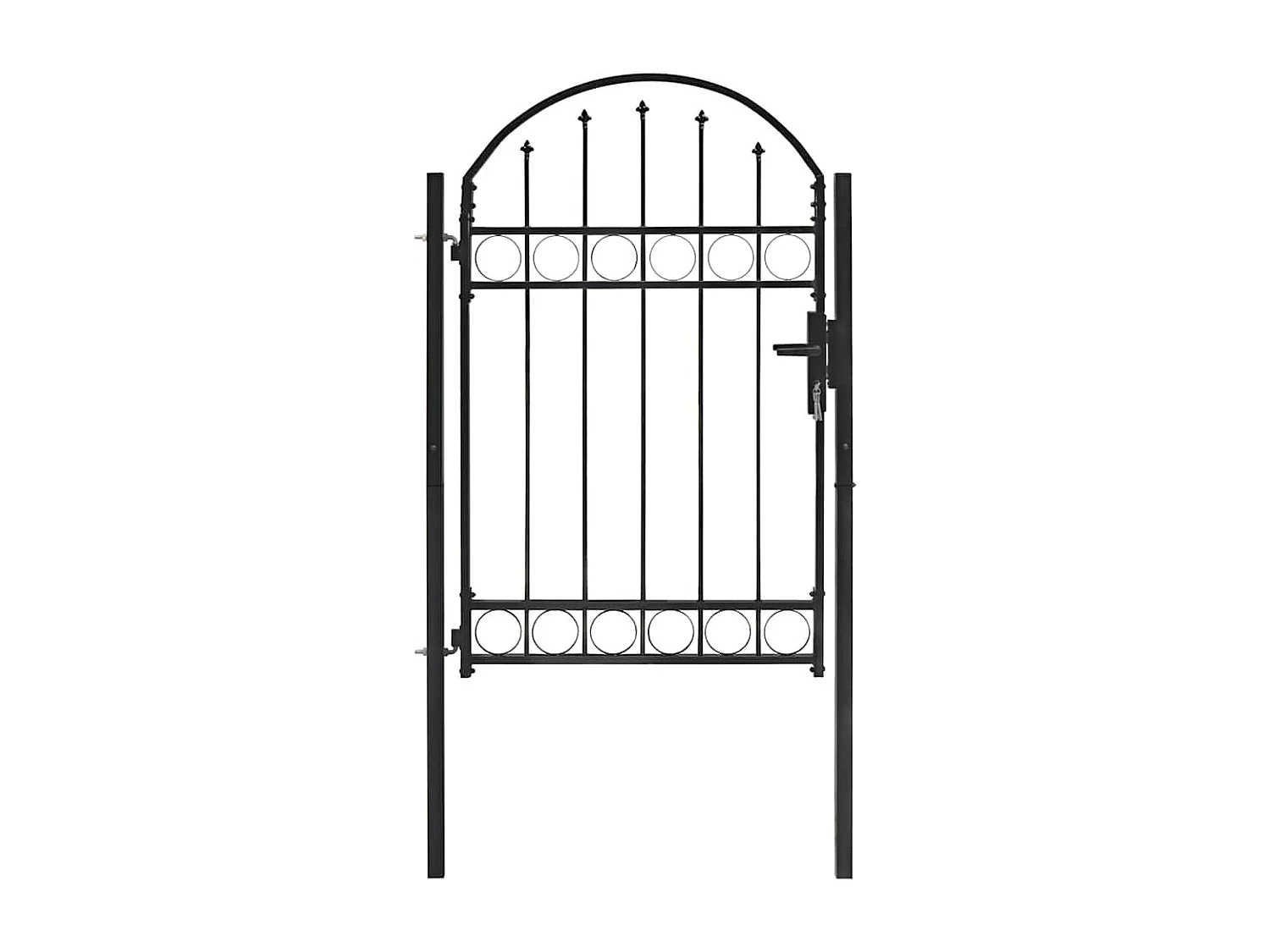 Cancello per recinzione con parte superiore arcuata in acciaio 104 x 150 cm Nero