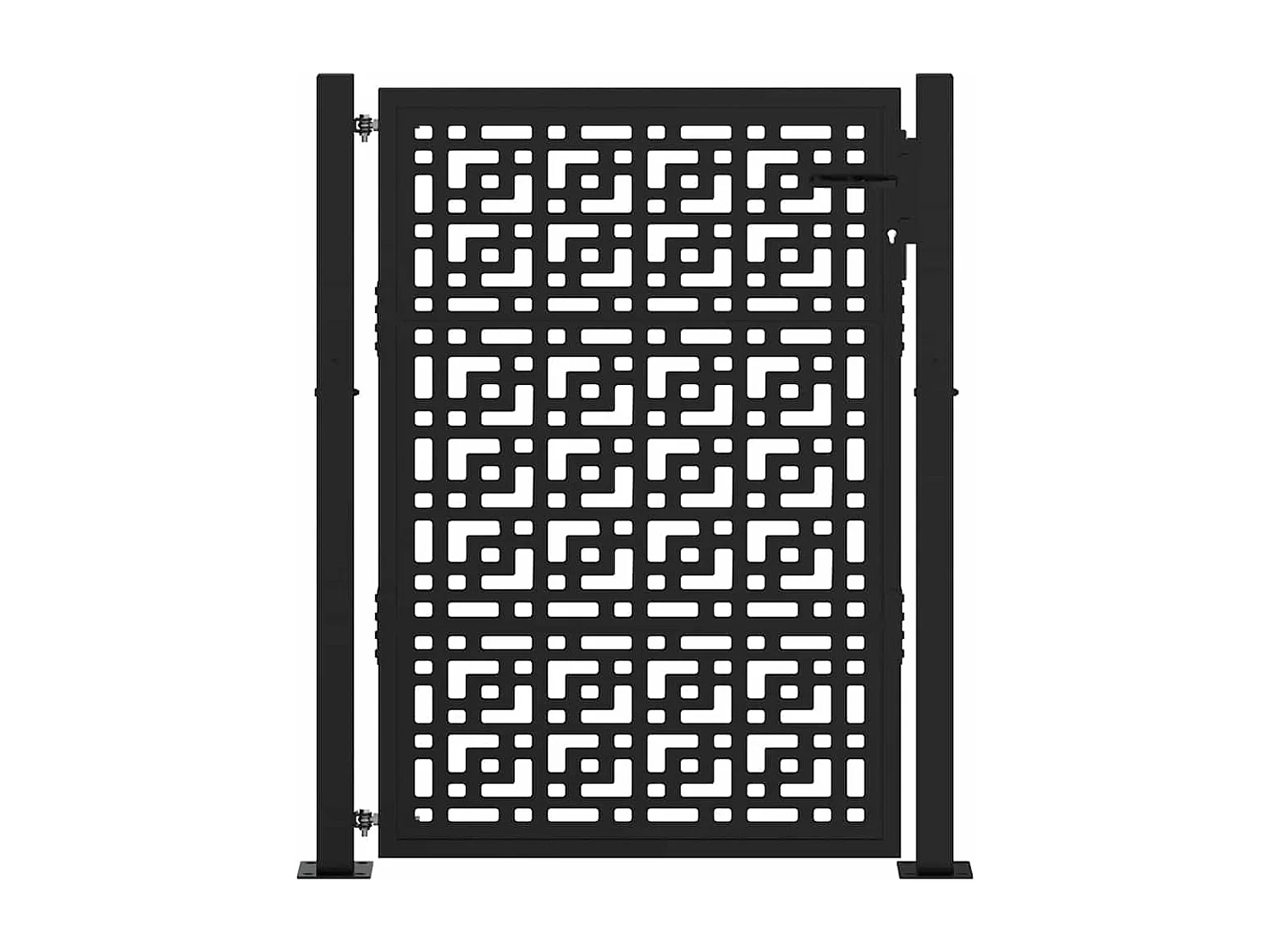 Puerta de jardín negra de 105x130 cm con diseño de cruz de acero