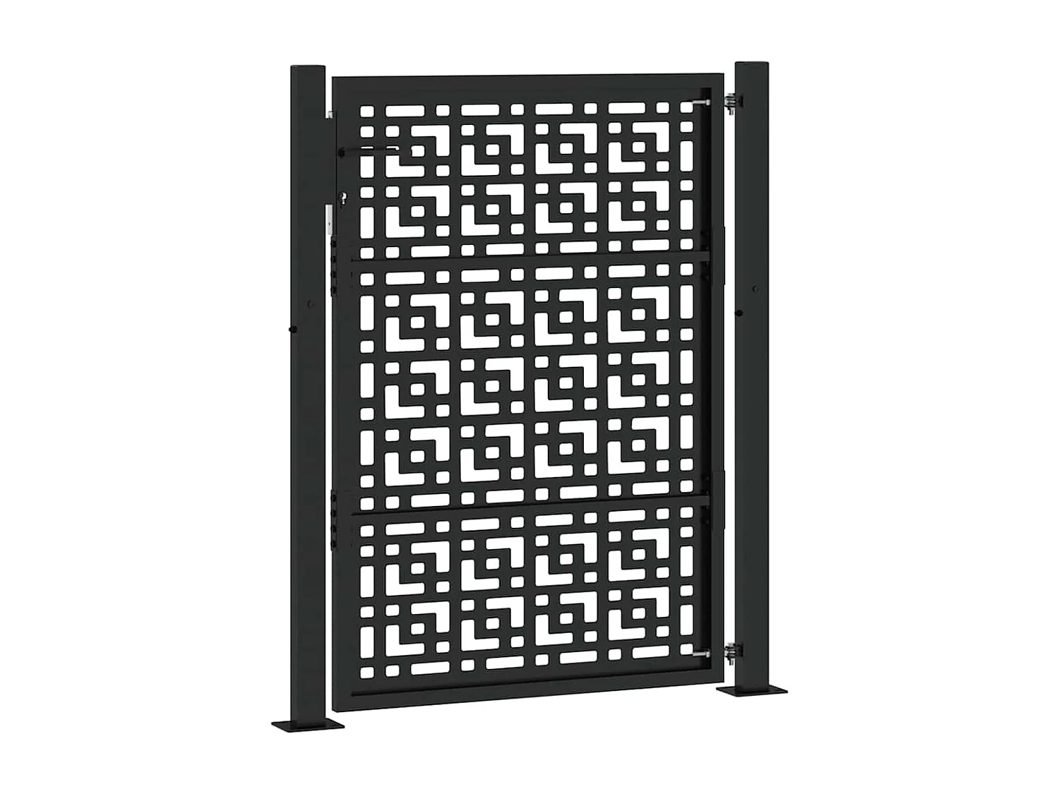 Puerta de jardín negra de 105x130 cm con diseño de cruz de acero