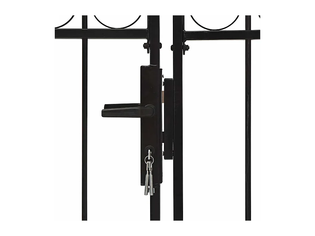 Cancello doppio con parte superiore ad arco Acciaio 300x150 cm Nero