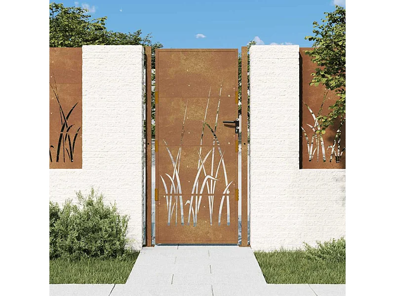 Tuinpoort 105x180 cm cortenstaal grasdesign