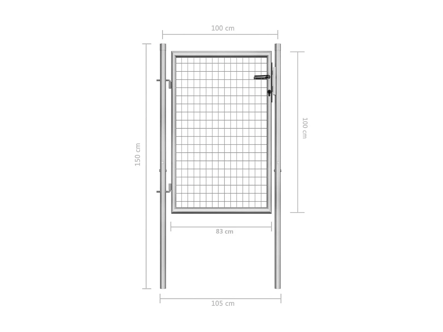 Gartentor aus verzinktem Stahl 105 x 100 cm Silber