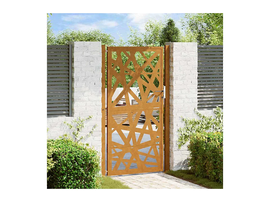 Puerta de jardín de acero resistente a la intemperie con diseño ligero.