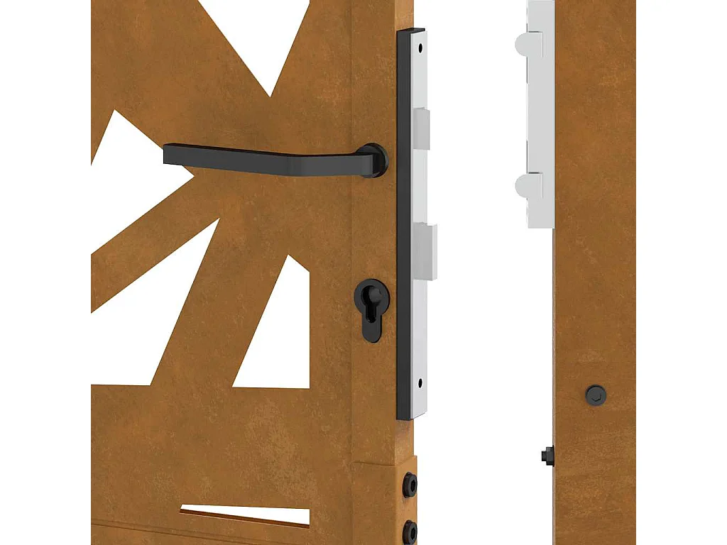 Puerta de jardín de acero resistente a la intemperie con diseño ligero.