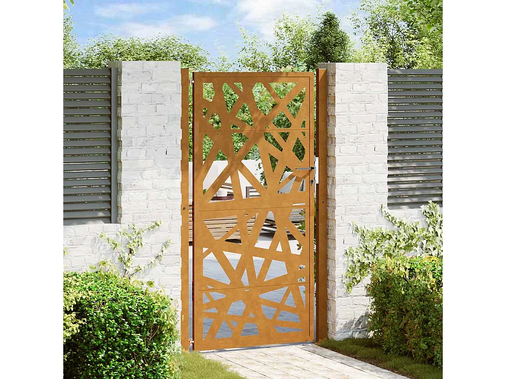 Cancello da giardino in acciaio resistente alle intemperie con design leggero