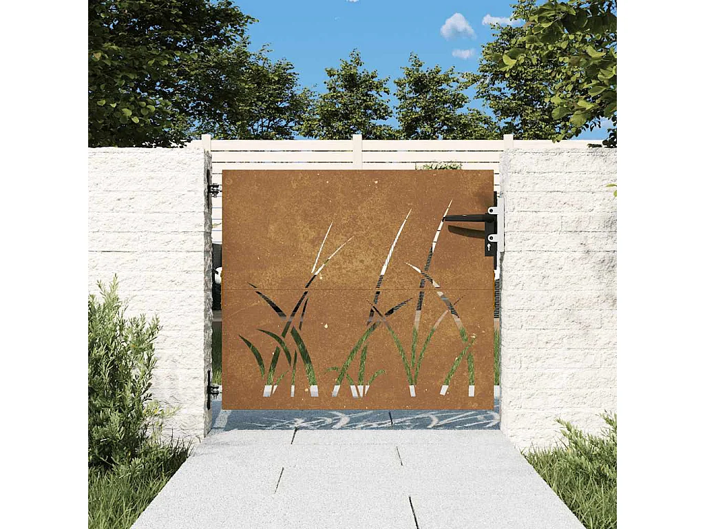 Tuinpoort 85x75 cm cortenstaal grasdesign