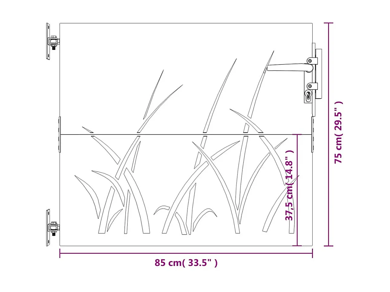 Tuinpoort 85x75 cm cortenstaal grasdesign