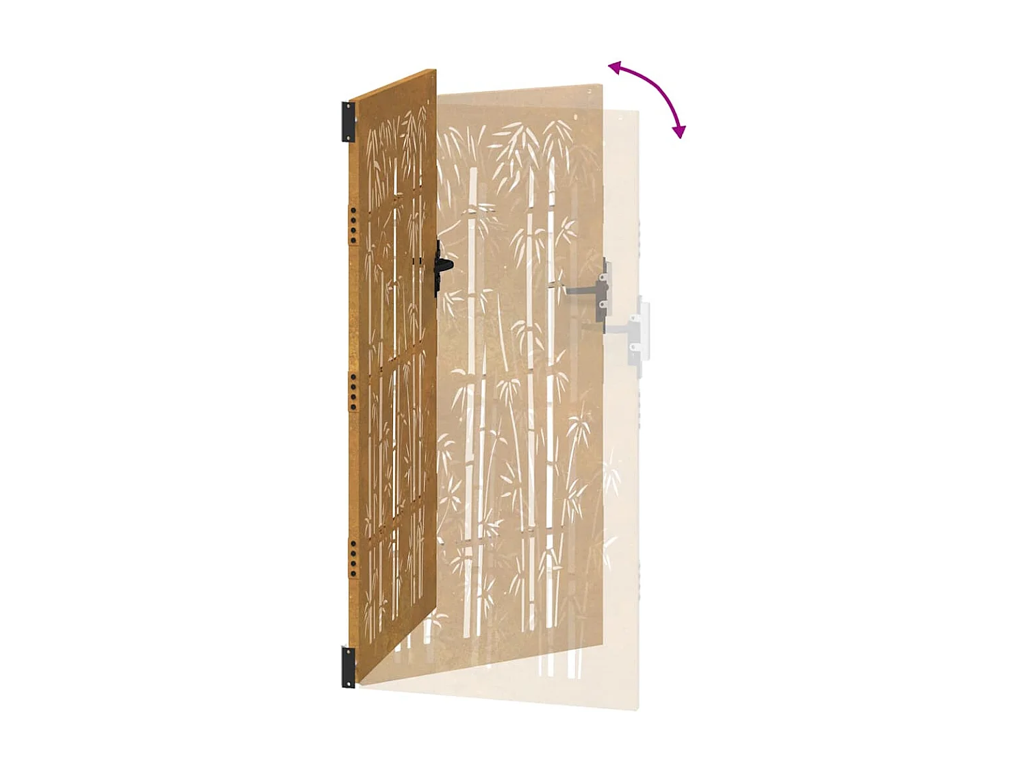 Puerta de jardín 85x175 cm acero corten diseño bambú