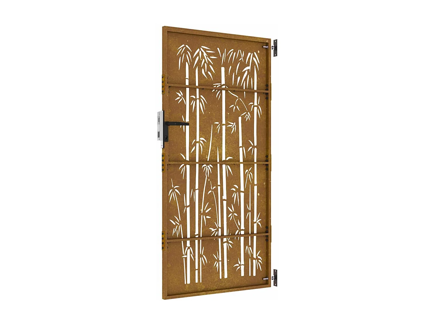 Puerta de jardín 85x175 cm acero corten diseño bambú