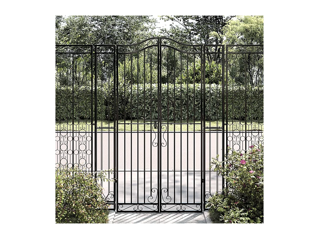 Portail de jardin noir 121x8x180 cm fer forgé