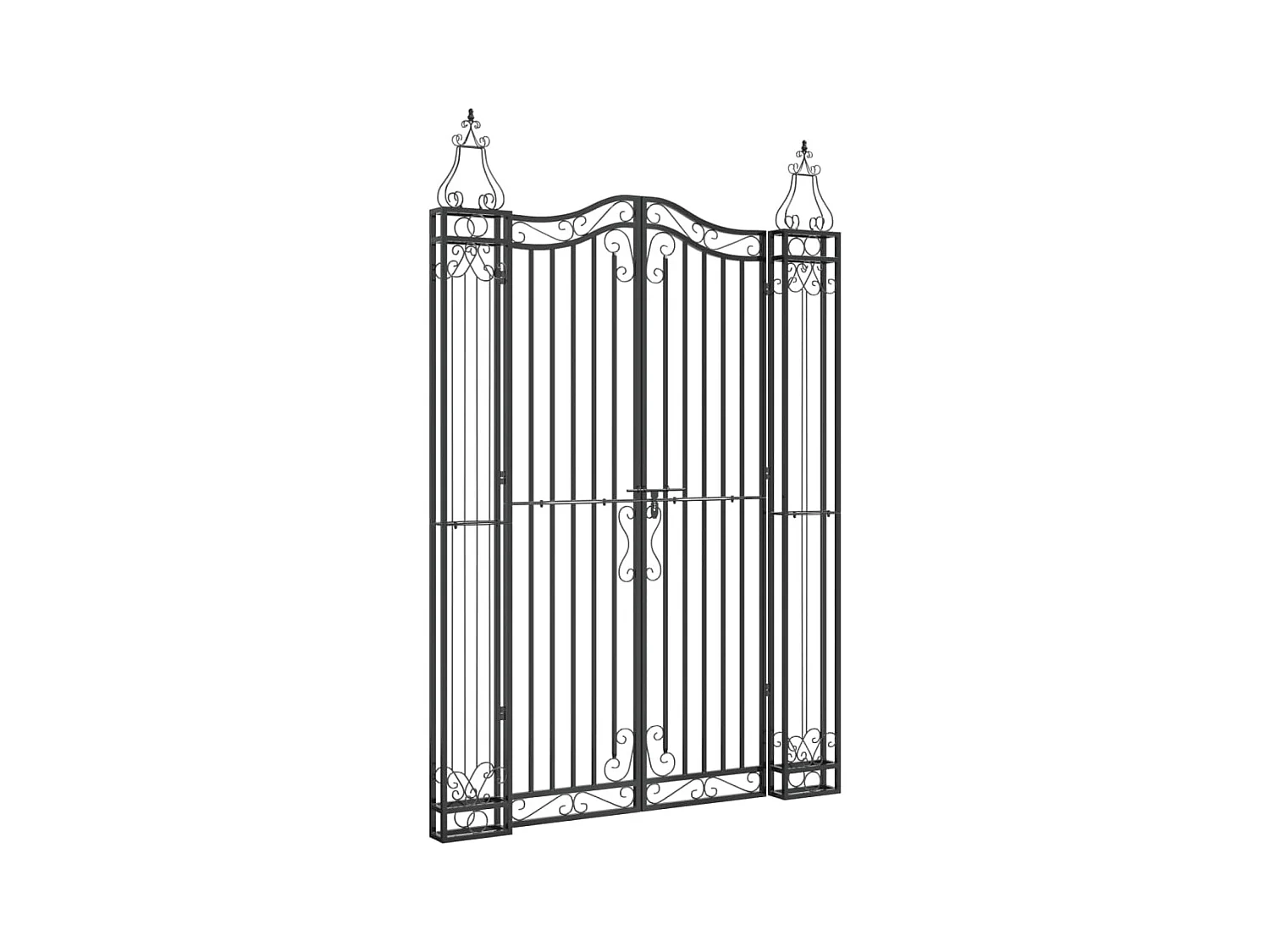 Portail de jardin noir 121x8x180 cm fer forgé