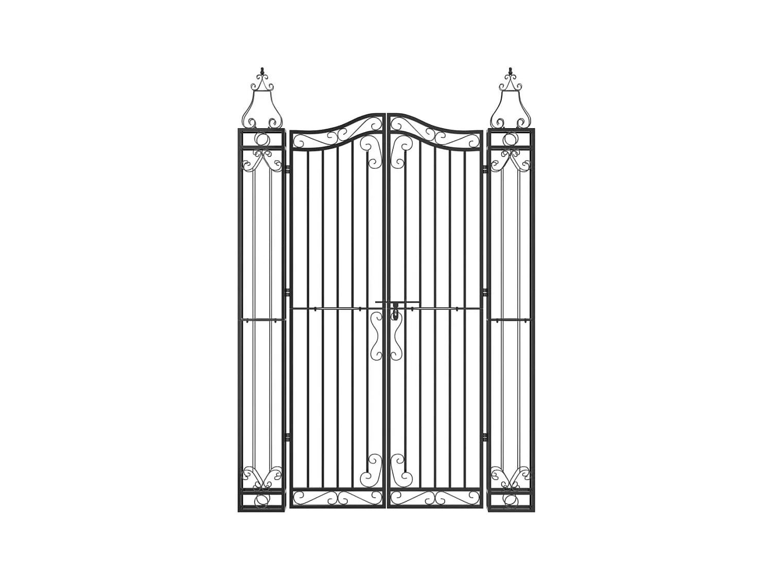 Portail de jardin noir 121x8x180 cm fer forgé