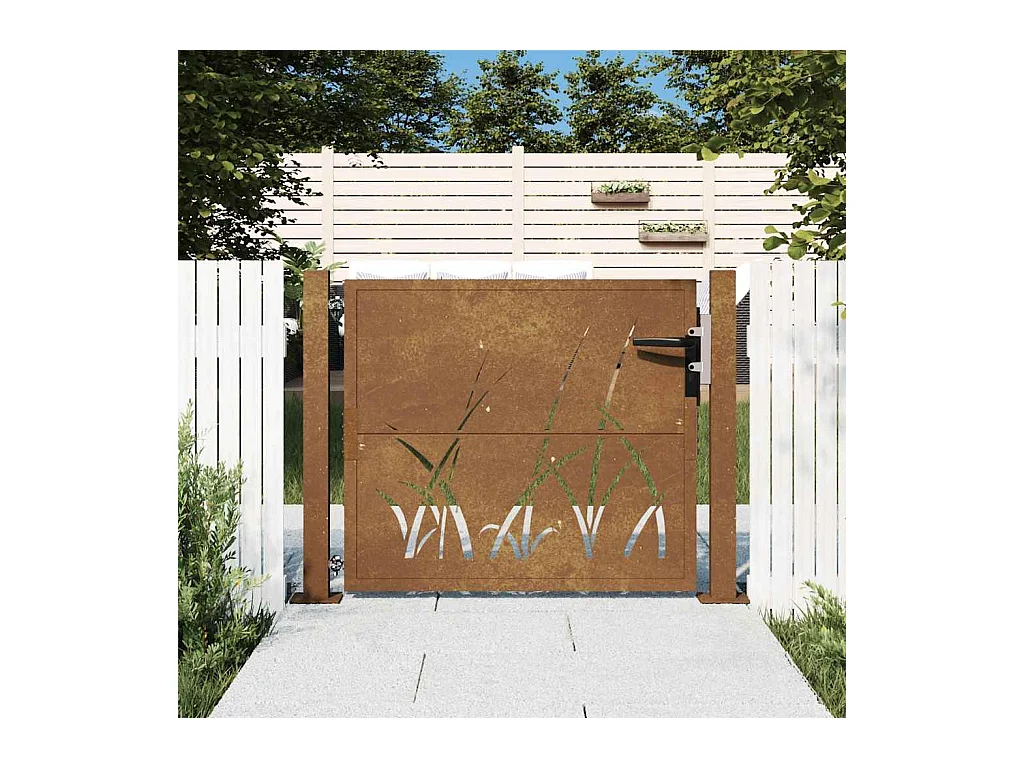 Tuinpoort 105x105 cm cortenstaal grasdesign