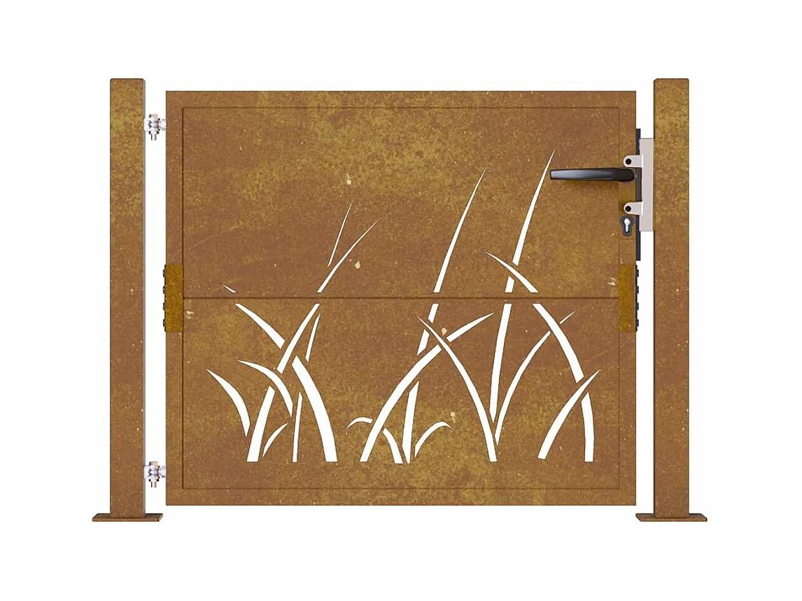 Tuinpoort 105x105 cm cortenstaal grasdesign