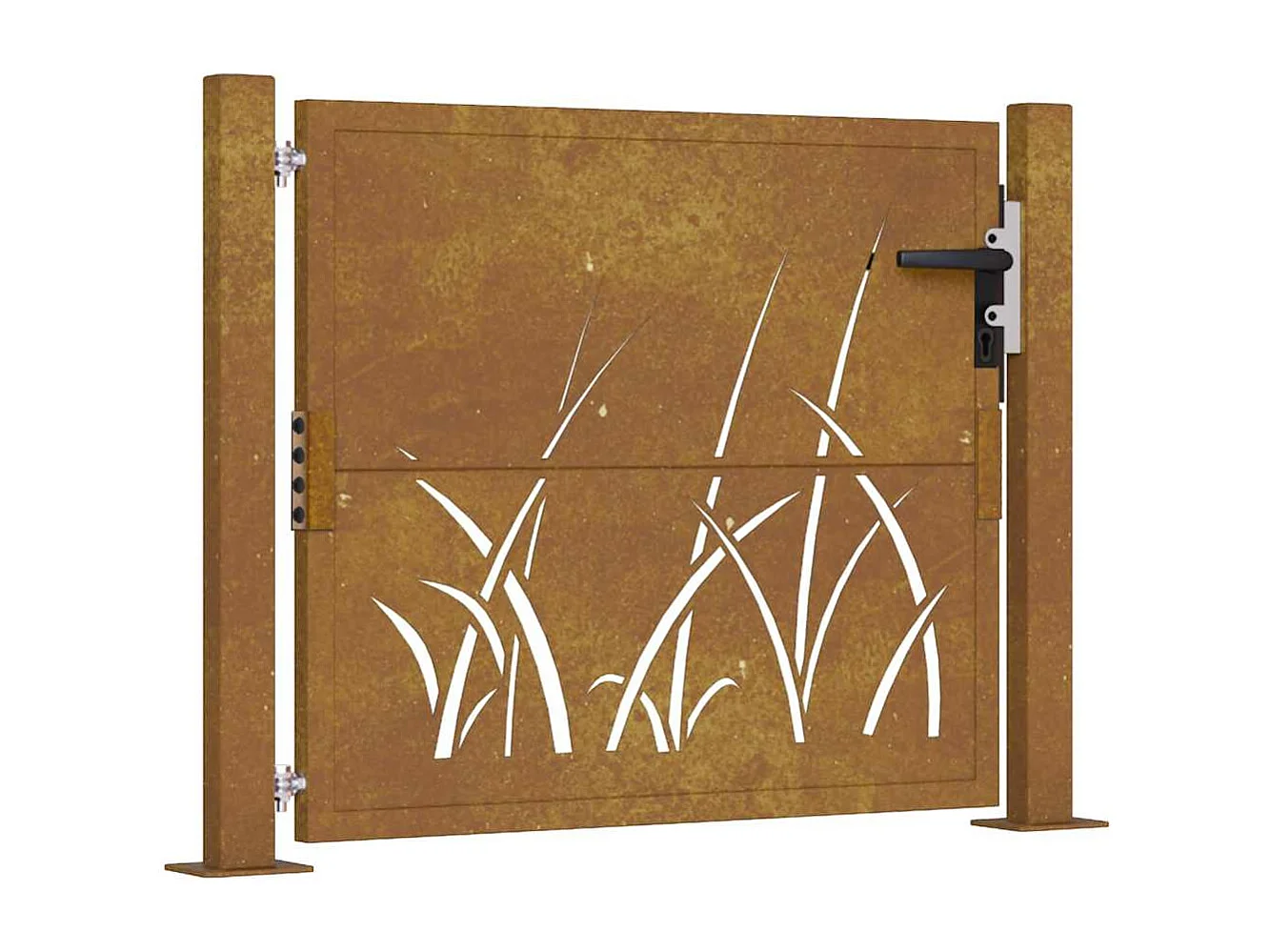 Puerta de jardín 105x105 cm acero corten diseño césped