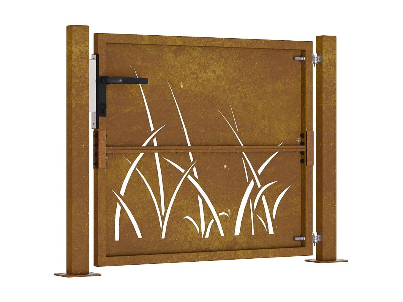 Puerta de jardín 105x105 cm acero corten diseño césped