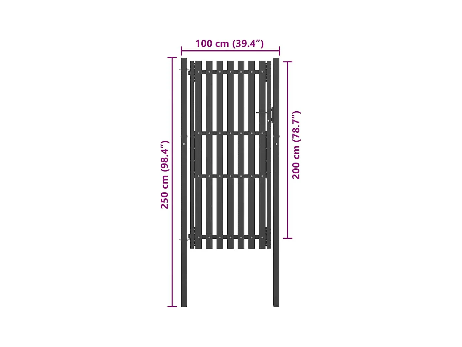 Tuinhekpoort Staal 1x2,5 m Antraciet