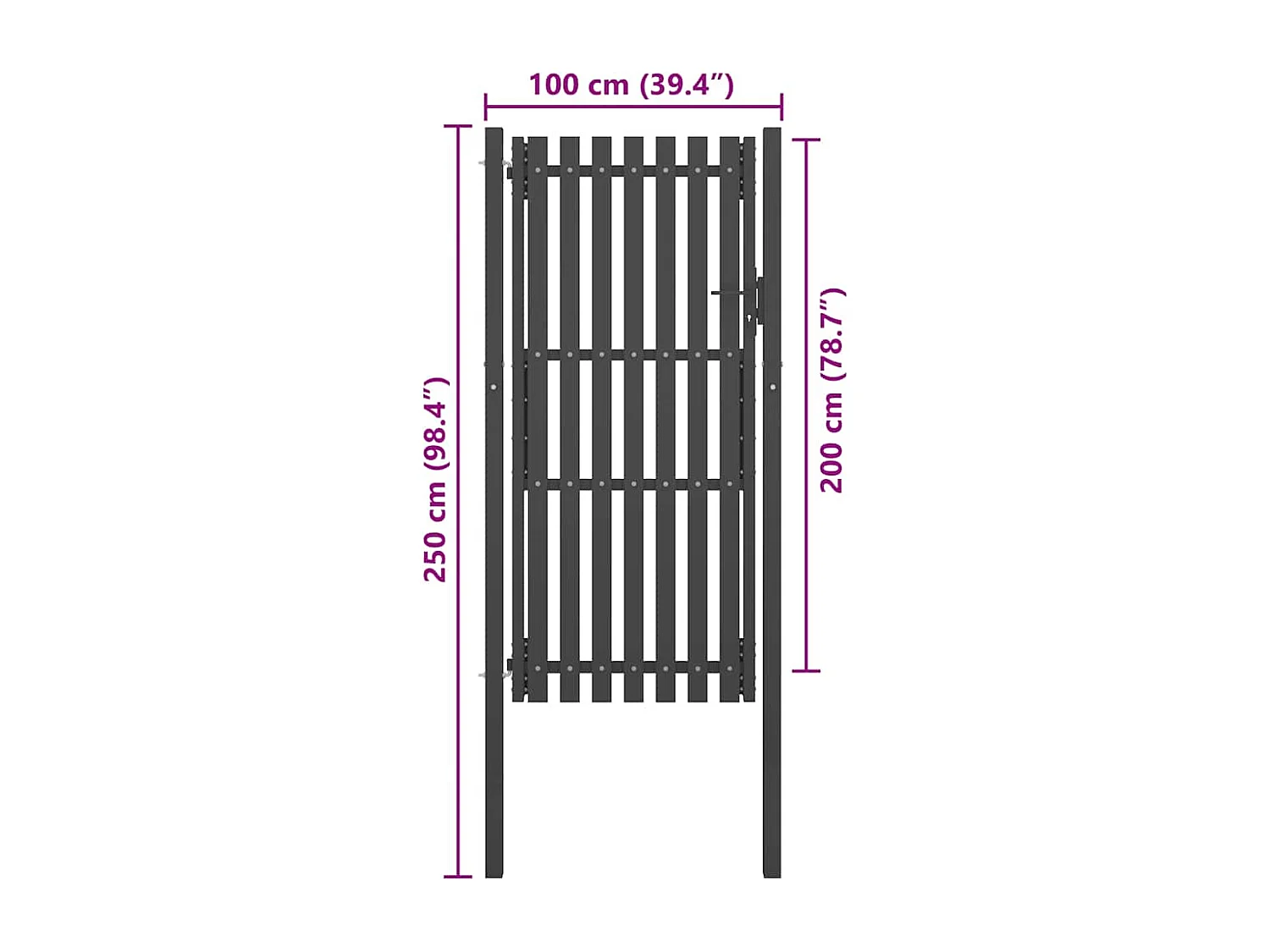 Cancello per recinzione da giardino in acciaio 1x2,5 m antracite