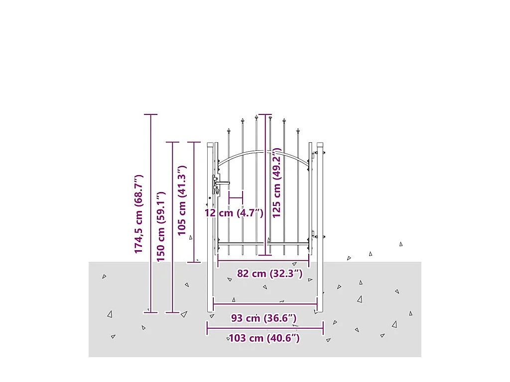 Porte de Jardin, Portail de clôture avec verrouillage Gris